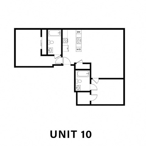 Floor plan for 2 beds, 2 baths, 1013 sqft